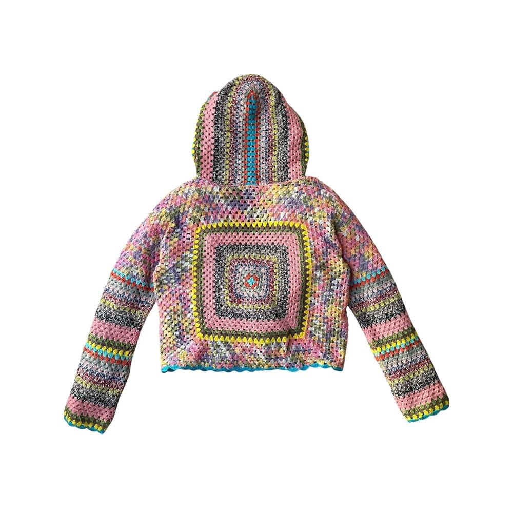 Urban Outfitters Hand-Crocheted Square Hoodie Sweatshirt Size XS Multicolor - Picture 6 of 15